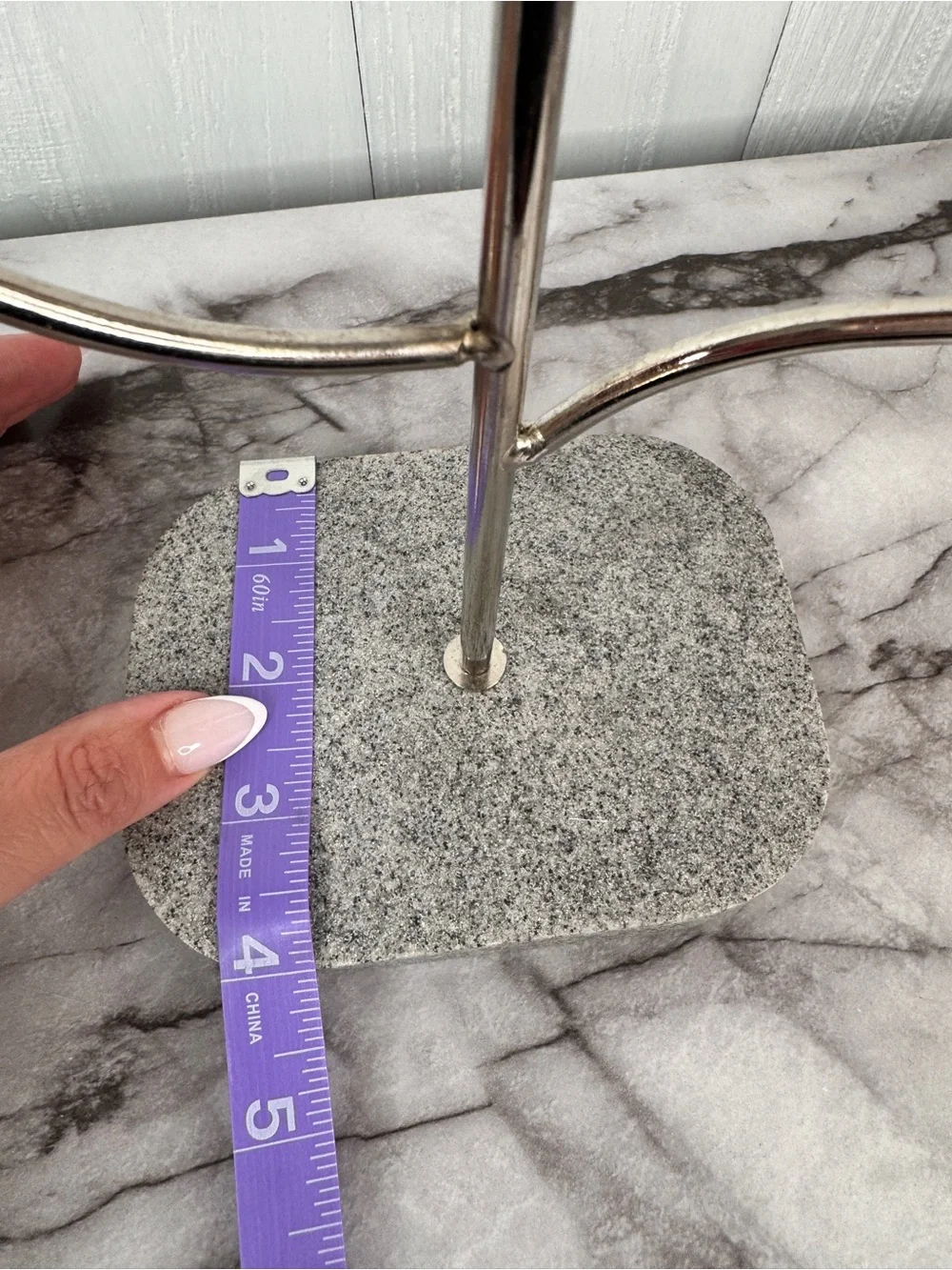 cupcakes & cashmere Silver Jewelry Tree with Gray Stone Base